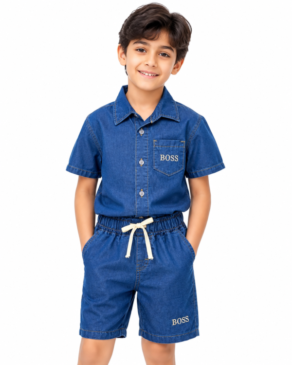 7cfb8d87-3228-4220-a368-e35498ee2d8a Conjunto Jeans Infantil Masculino – Camisa e Bermuda