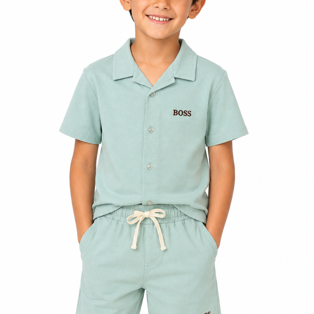 Conjunto Infantil Masculino em Linho – Camisa e Bermuda