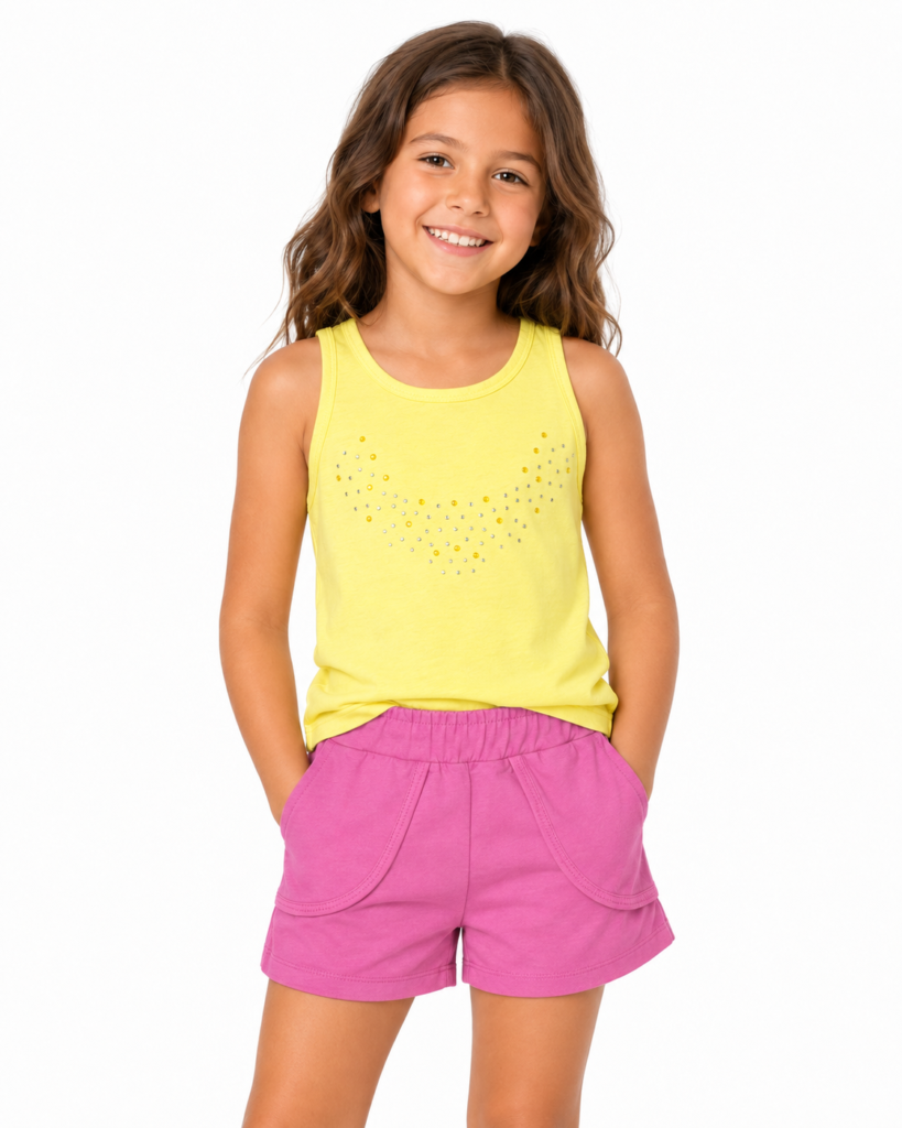 Kit 2 Conjuntos Infantis Femininos Mauro – Blusa e Short