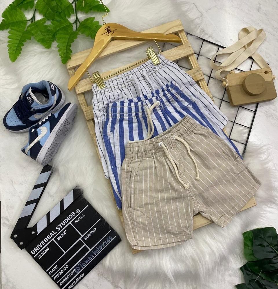 Kit 2 Bermudas Infantis Listradas – Cores Sortidas