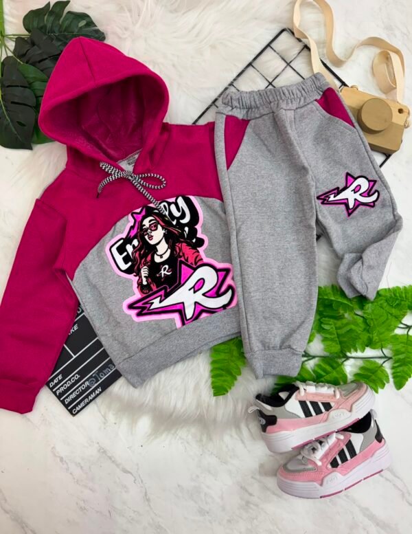 Conjunto Moletom Infantil Feminino – Blusa com Capuz e Calça